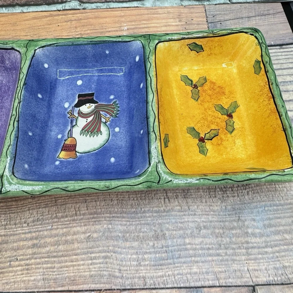 Sweet Shoppe Christmas 4 Part Relish Snack Serving Tray Sue Zipkin Sango Holiday
